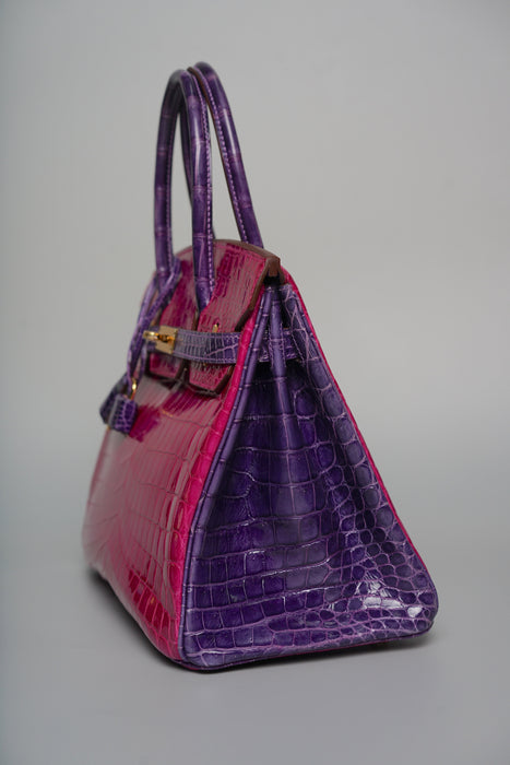 Hermes Birkin 30 HSS in Rose Scheherazade x amethyst shiny niloticus Ghw