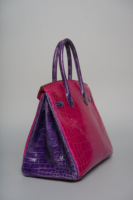 Hermes Birkin 30 HSS in Rose Scheherazade x amethyst shiny niloticus Ghw