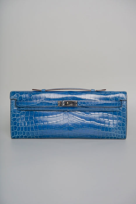 Hermes Kelly Cut in Blue Colvert Shiny Niloticus