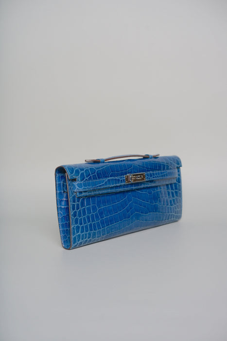 Hermes Kelly Cut in Blue Colvert Shiny Niloticus