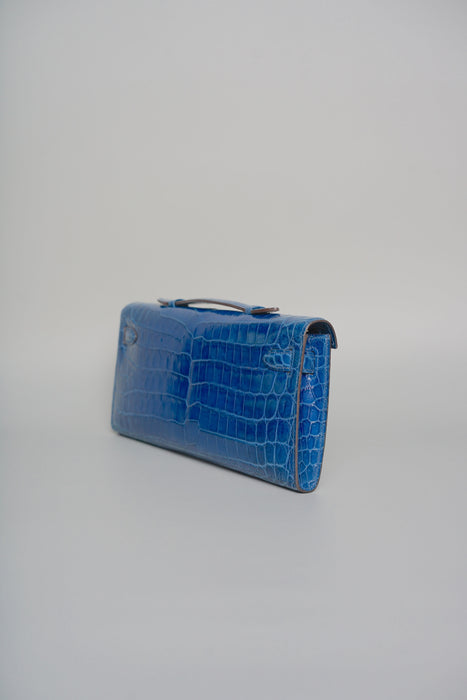 Hermes Kelly Cut in Blue Colvert Shiny Niloticus