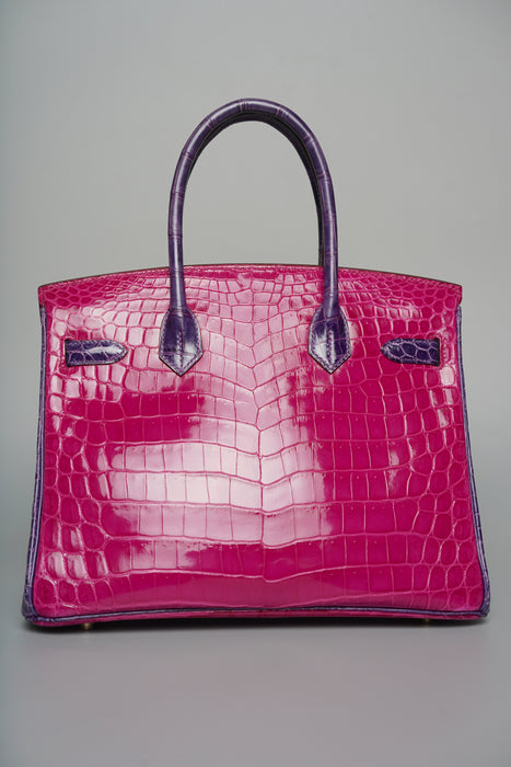 Hermes Birkin 30 HSS in Rose Scheherazade x amethyst shiny niloticus Ghw