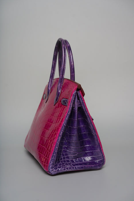 Hermes Birkin 30 HSS in Rose Scheherazade x amethyst shiny niloticus Ghw