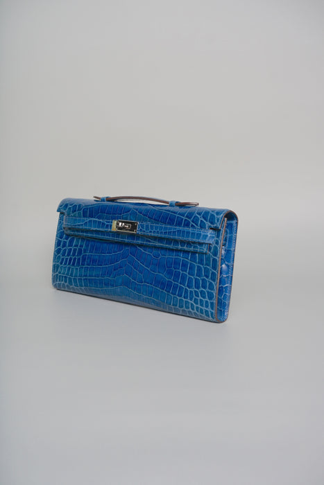 Hermes Kelly Cut in Blue Colvert Shiny Niloticus