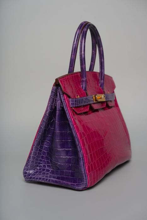 Hermes Birkin 30 HSS in Rose Scheherazade x amethyst shiny niloticus Ghw