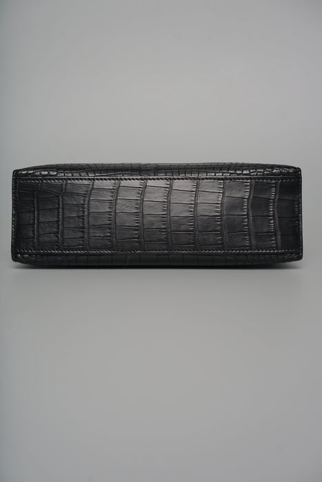 Hermes Kelly Pochette in Noir Matte Alligator Ghw