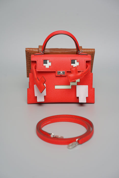 Hermes Kelly Dole Picto Touch Matte Alligator in Rose Texas/Mauve Pale/Vert Fizz/Gold Permabrass (Brand New)