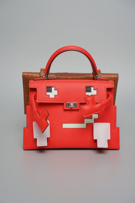 Hermes Kelly Dole Picto Touch Matte Alligator in Rose Texas/Mauve Pale/Vert Fizz/Gold Permabrass (Brand New)