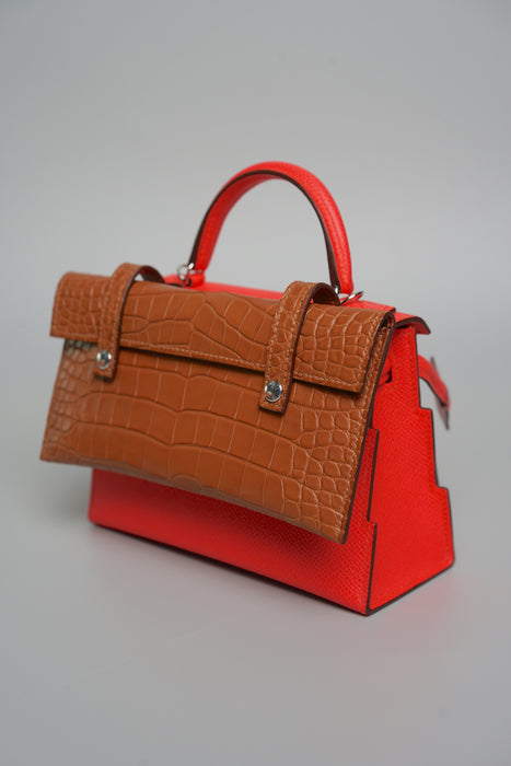 Hermes Kelly Dole Picto Touch Matte Alligator in Rose Texas/Mauve Pale/Vert Fizz/Gold Permabrass (Brand New)