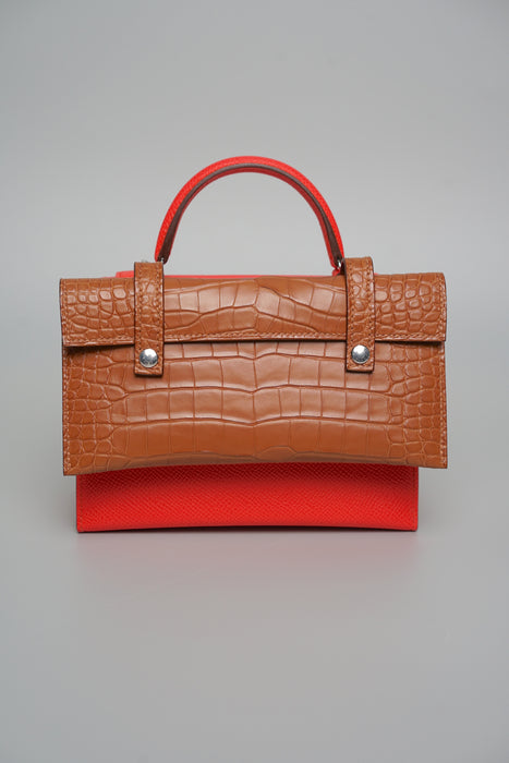 Hermes Kelly Dole Picto Touch Matte Alligator in Rose Texas/Mauve Pale/Vert Fizz/Gold Permabrass (Brand New)