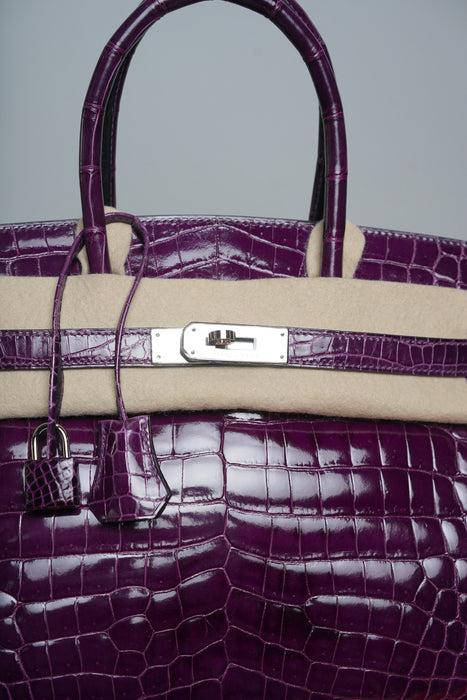 Hermes Birkin 30 in Amethyst Shiny Niloticus Phw