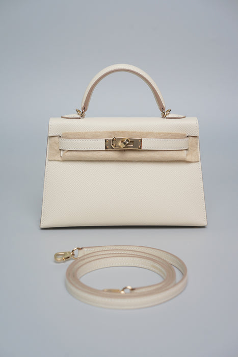 Hermes Kelly 20 in Craie Permabrass (Brand New)
