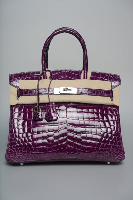 Hermes Birkin 30 in Amethyst Shiny Niloticus Phw