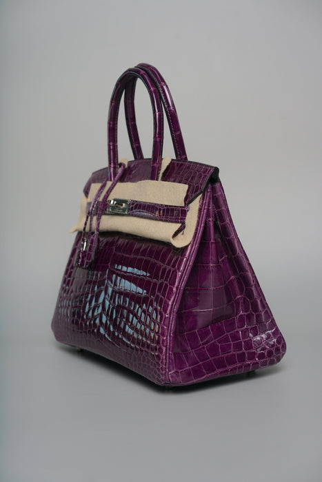 Hermes Birkin 30 in Amethyst Shiny Niloticus Phw