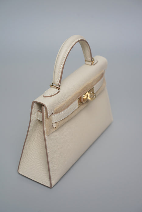 Hermes Kelly 20 in Craie Permabrass (Brand New)