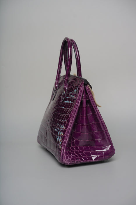 Hermes Birkin 30 in Amethyst Shiny Niloticus Phw