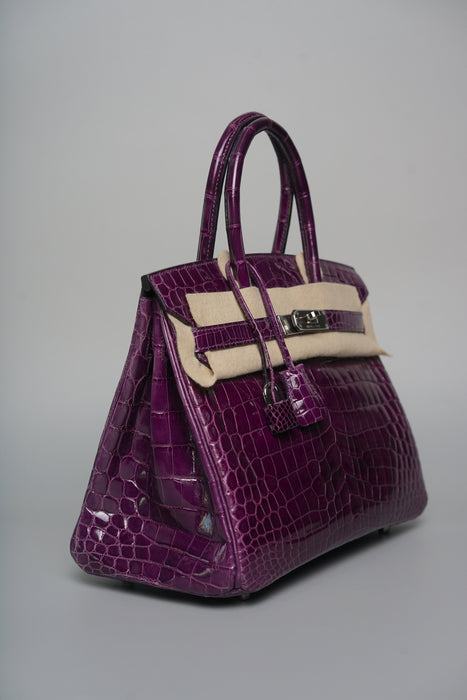 Hermes Birkin 30 in Amethyst Shiny Niloticus Phw