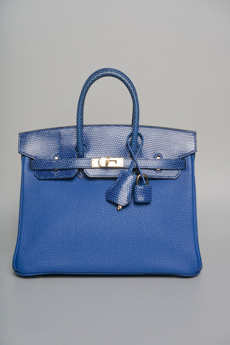 Hermes Birkin 25 in Blue Sapphire Lizard Ghw