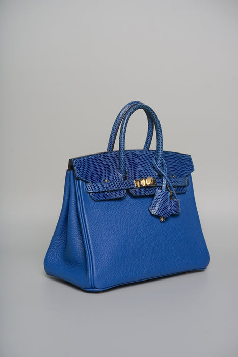 Hermes Birkin 25 in Blue Sapphire Lizard Ghw