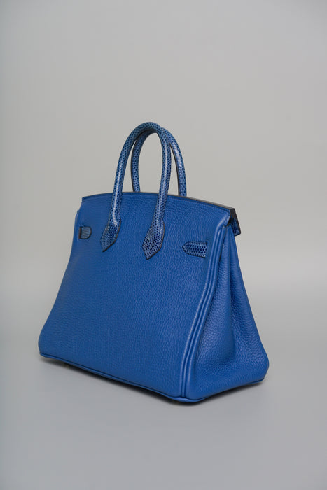 Hermes Birkin 25 in Blue Sapphire Lizard Ghw