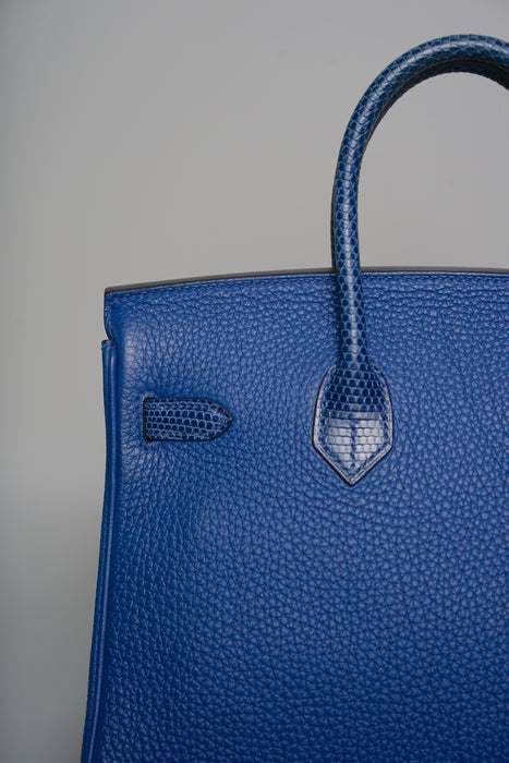 Hermes Birkin 25 in Blue Sapphire Lizard Ghw