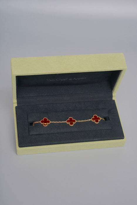 VCA Vintage Alhambra 5 Motif Pink Enamel Yellow Gold (Brand New)