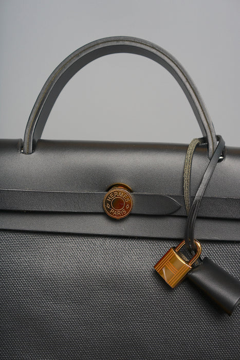Hermes Herbag 31 Toile in Black Ghw
