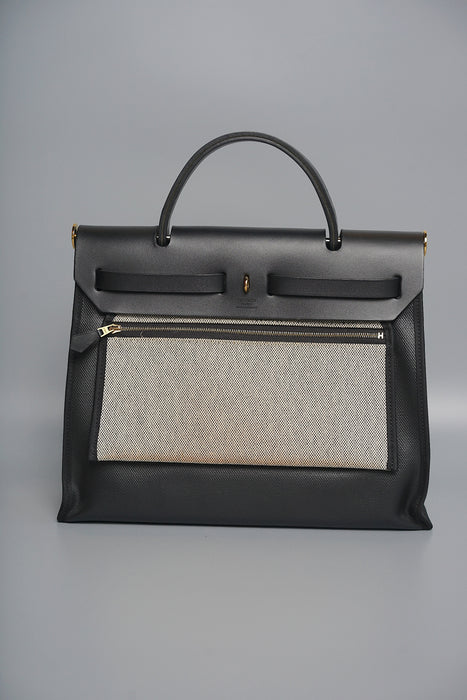 Hermes Herbag 31 Toile in Black Ghw