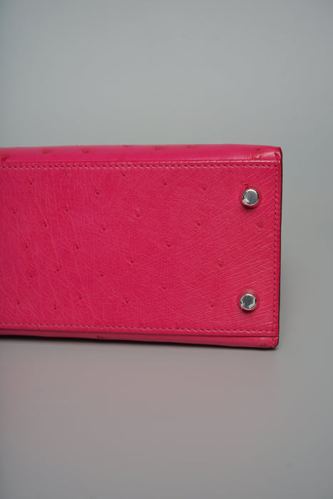 Hermes Kelly 25 in Rose Tyrien Ostrich Phw