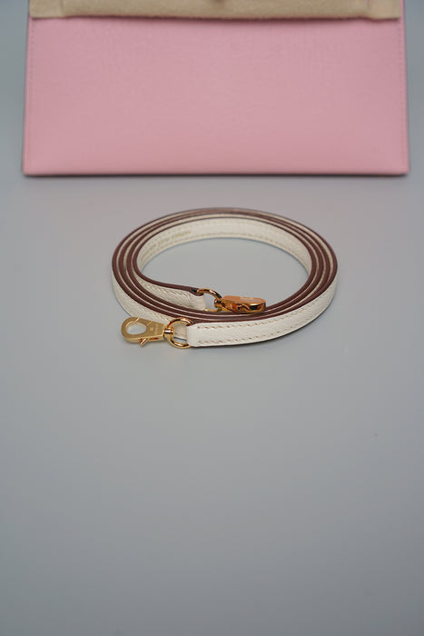 Hermes Kelly 20 Chevre in Rose Sakura/Nata Permabrass (Brand New)