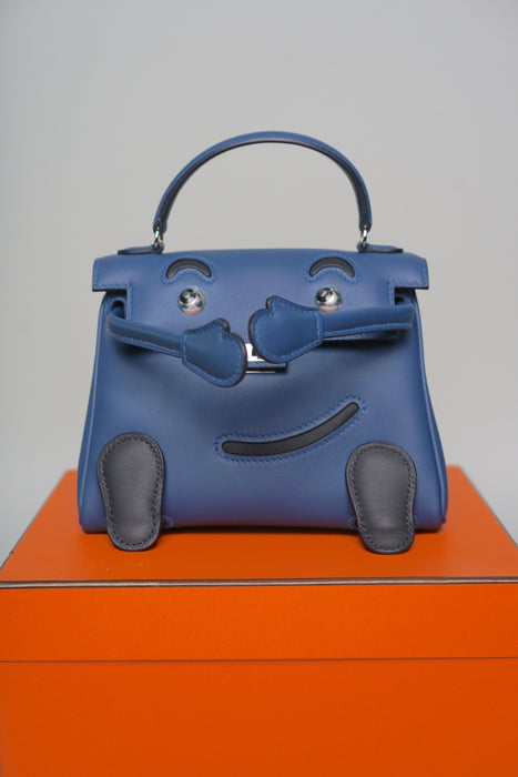Hermes Kelly Doll in Blue Tie/Caban Phw (Brand New)