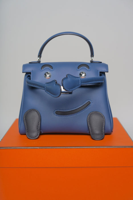Hermes Kelly Doll in Blue Tie/Caban Phw (Brand New)