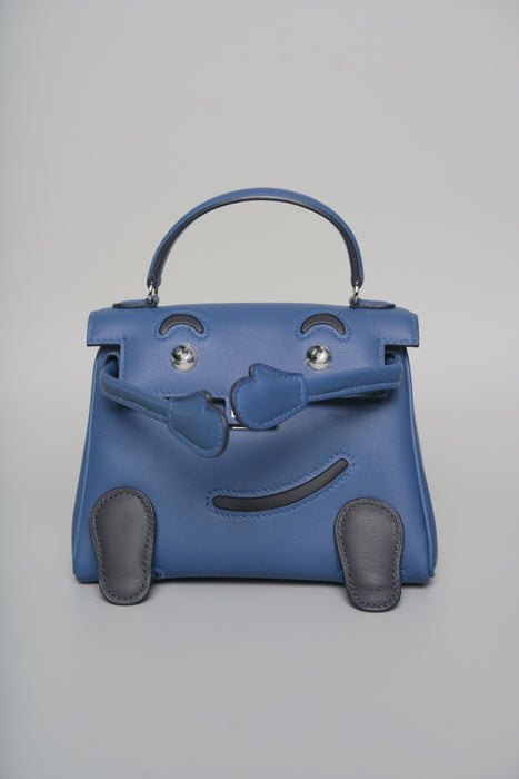Hermes Kelly Doll in Blue Tie/Caban Phw (Brand New)