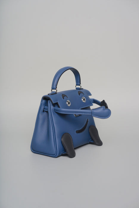 Hermes Kelly Doll in Blue Tie/Caban Phw (Brand New)