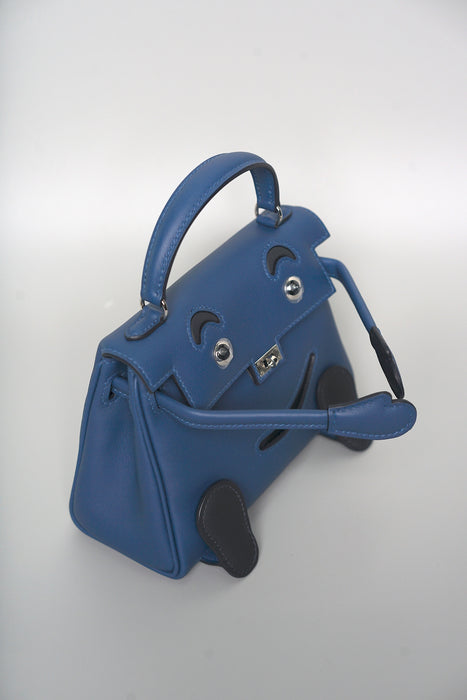 Hermes Kelly Doll in Blue Tie/Caban Phw (Brand New)