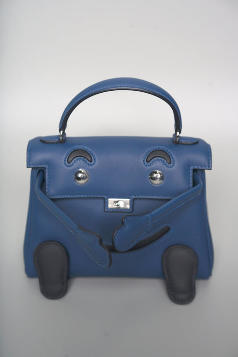 Hermes Kelly Doll in Blue Tie/Caban Phw (Brand New)
