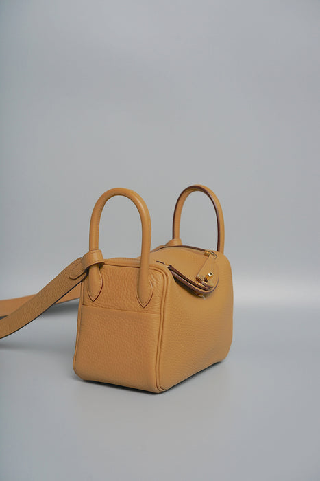 Hermes Mini Lindy in Biscuit Ghw