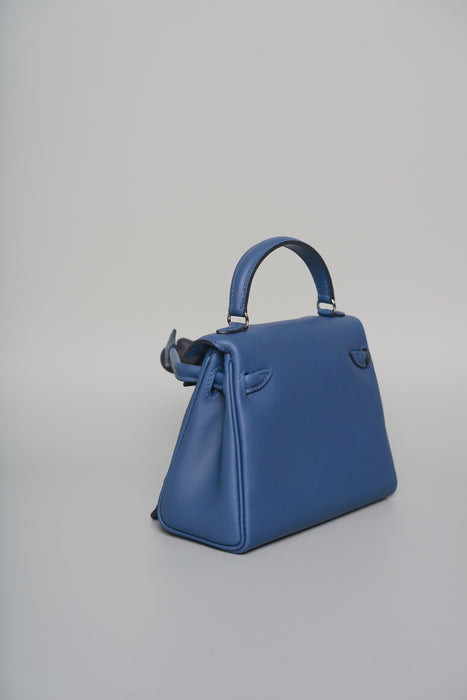 Hermes Kelly Doll in Blue Tie/Caban Phw (Brand New)