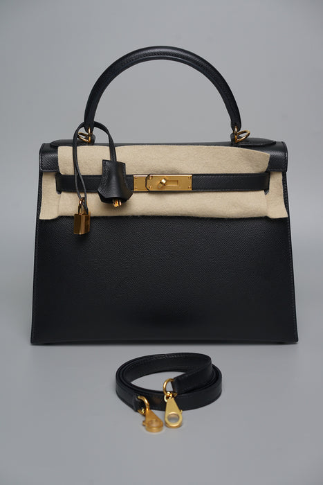 Hermes Kelly II Sellier 28 in Noir Epsom Ghw