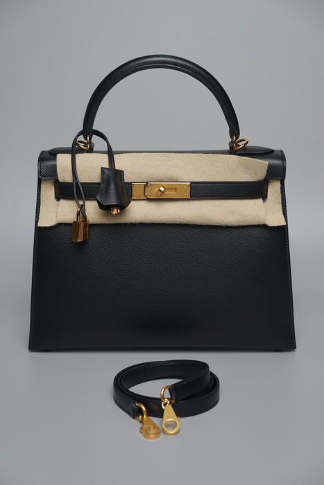 Hermes Kelly II Sellier 28 in Noir Epsom Ghw