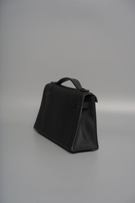 Hermes Kelly Pochette in Black Evercalf Phw