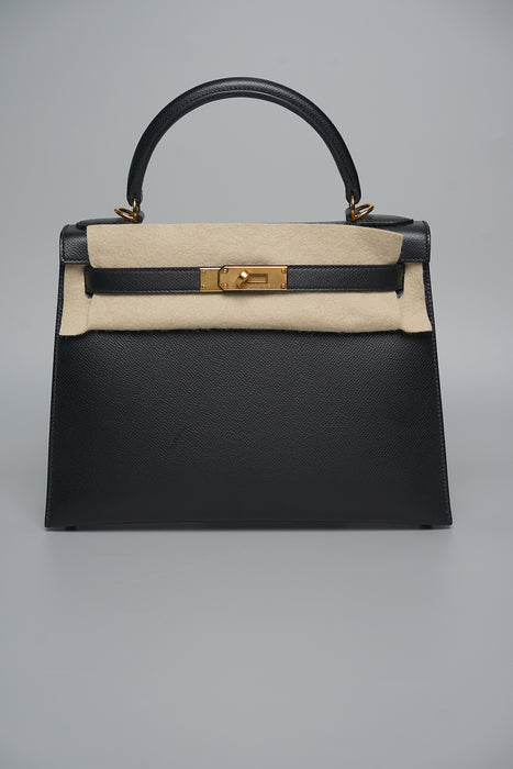 Hermes Kelly II Sellier 28 in Noir Epsom Ghw