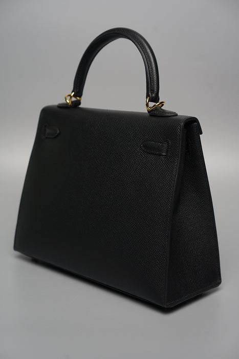 Hermes Kelly 25 in Black Epsom Sellier Ghw