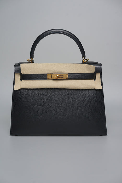 Hermes Kelly II Sellier 28 in Noir Epsom Ghw