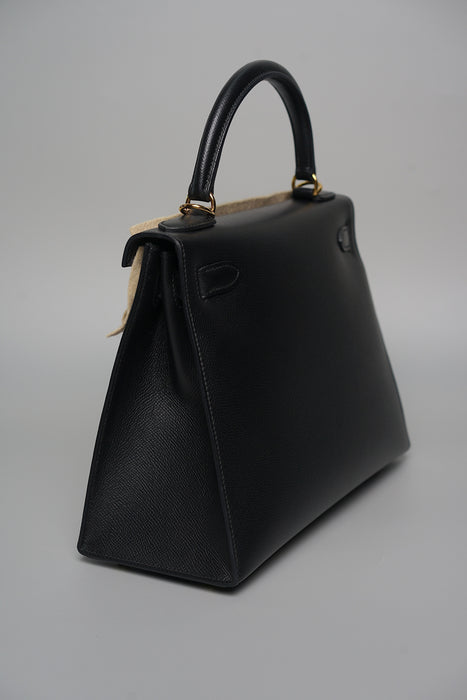 Hermes Kelly II Sellier 28 in Noir Epsom Ghw