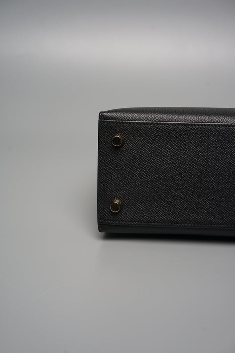 Hermes Kelly 25 in Black Epsom Sellier Ghw