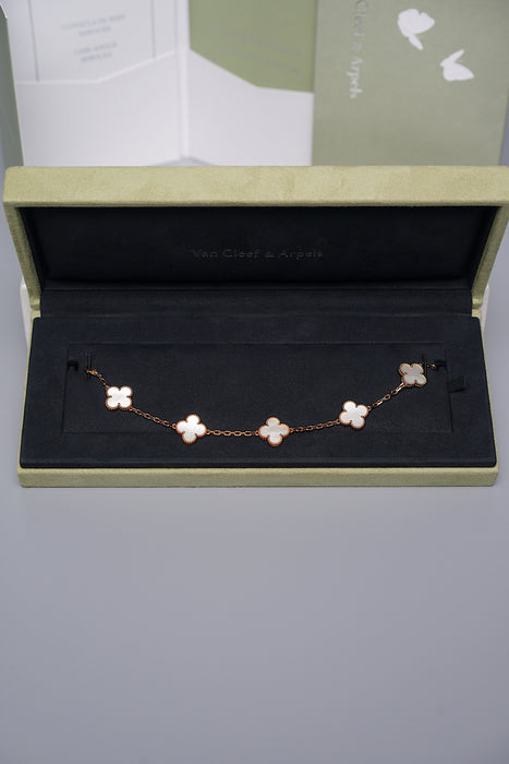 VCA Vintage Alhambra Bracelet White MOP, 5 Motifs