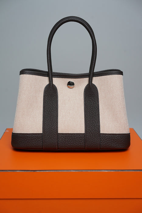 Hermes Mini Garden Party 23 Toile in Ecru/Ebene Phw (Brand New)