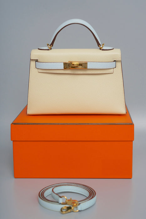 Hermes Kelly 20 HSS in Nata x Blue Brume Epsom Ghw