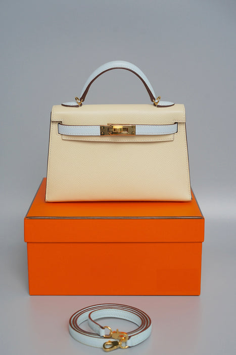 Hermes Kelly 20 HSS in Nata x Blue Brume Epsom Ghw